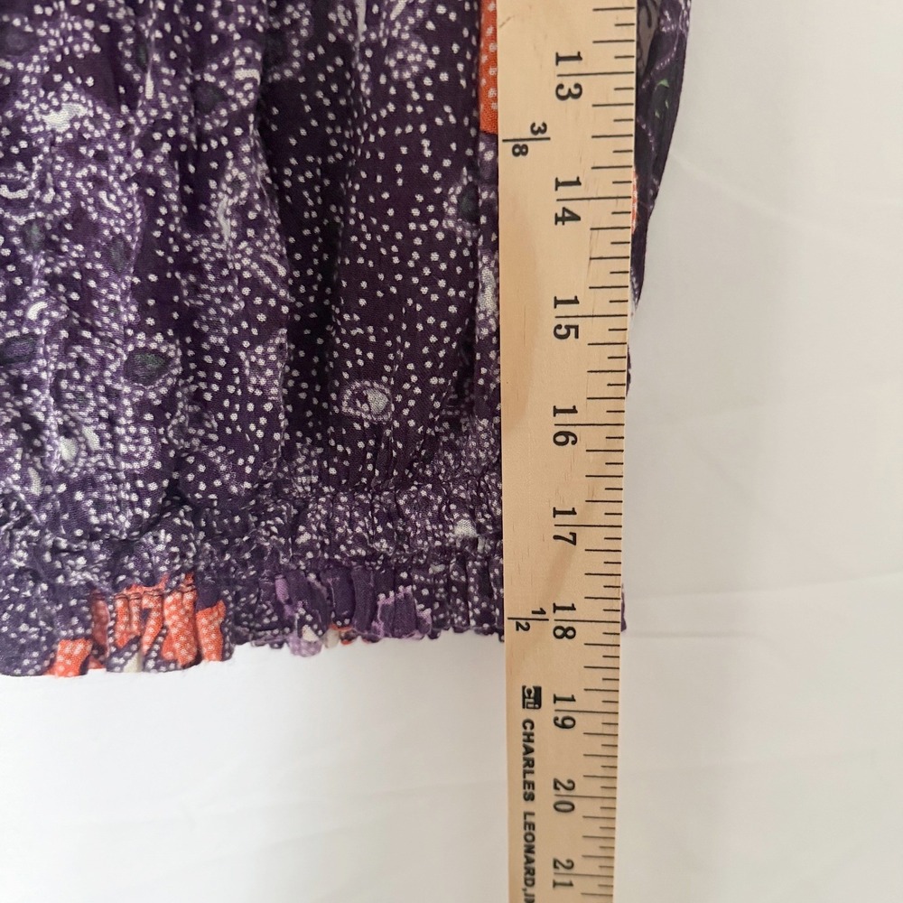 Free People Suki Blouse Women's XS Purple Orange Floral Boho Festival Peasant - Picture 9 of 9